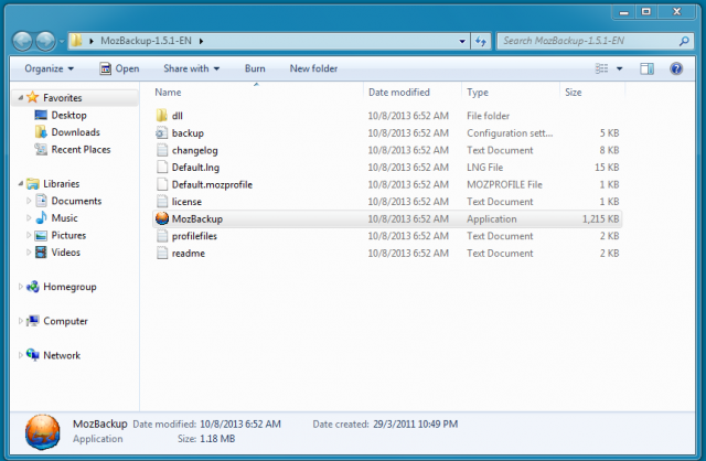 Ứng dụng trương trình MozBackup