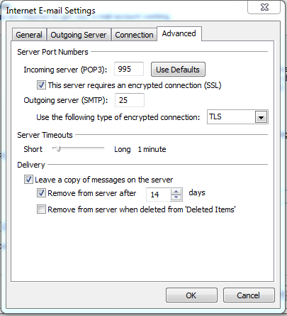 Cấu hình cổng tùy chọn trong Outlook 2010