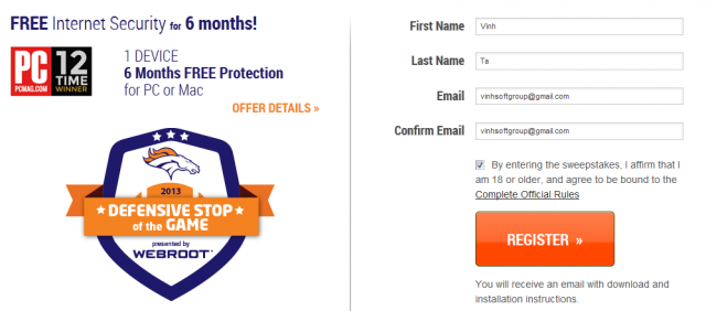 Miễn phí bản quyền 6 tháng Webroot SecureAnywhere Antivirus [HOT]