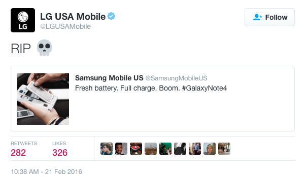 Vừa ra mắt G5, LG ngay lập tức chế giễu Galaxy S7 trên mạng xã hội
