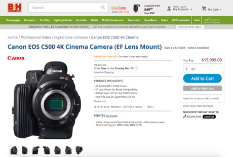 [Rò rỉ] Canon giảm giá 6000$ cho dòng máy quay chuyên nghiệp 4K C500, sắp có máy quay mới?