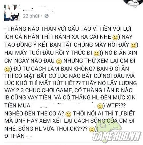 Cô gái điên tiết khi bạn của người yêu suốt ngày vay tiền để chơi game