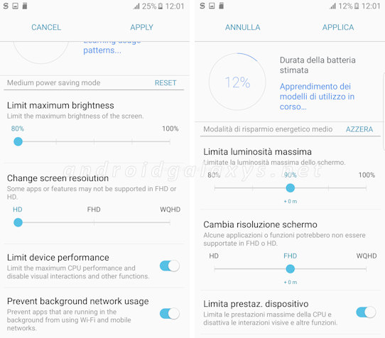 Galaxy Note 7 cho phép hạ độ phân giải màn hình để tiết kiệm pin