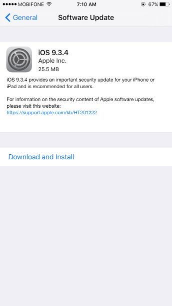 Apple phát hành iOS 9.3.4: Vã lỗi bảo mật nghiêm trọng