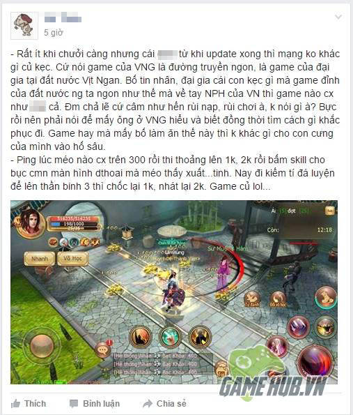 Game thủ Cửu Âm VNG ức chế vì mất kết nối sau khi update