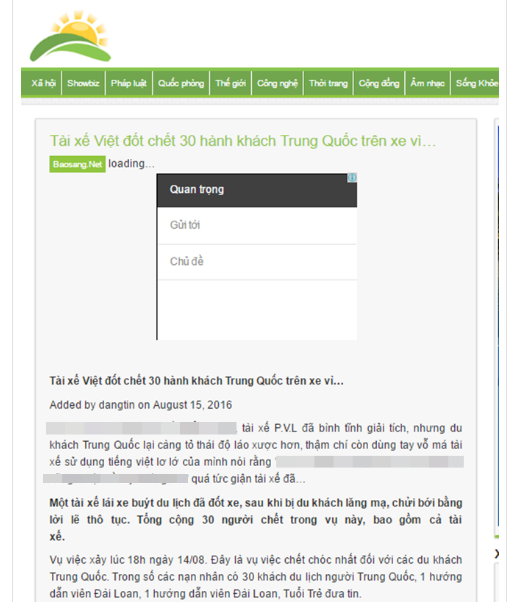 Thực hư thông tin tài xế người Việt đốt chết 30 hành khách Trung Quốc trên xe bus