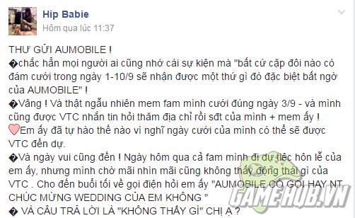 Au Mobile gây thất vọng khi lỡ hẹn trong đám cưới của game thủ