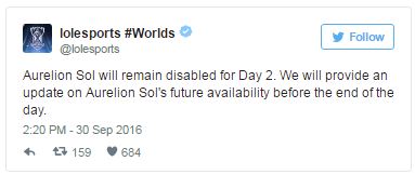 [CKTG 2016] Aurelion Sol bị vô hiệu hóa ở Ngày thi đấu thứ hai vì lỗi hiển thị