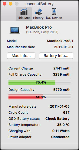 Ứng dụng kiểm tra pin cho thiết bị iOS và MacBook