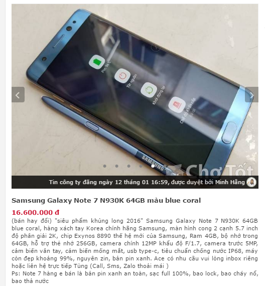 Bất chấp nguy hiểm, Galaxy Note 7 vẫn được săn đón tại VN