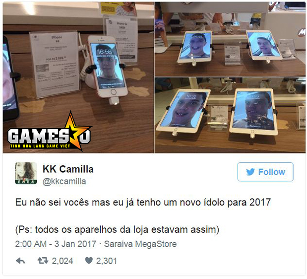 Cậu bé Brazil thay ảnh selfie làm màn hình nền của toàn bộ các thiết bị đi động trong cửa hàng