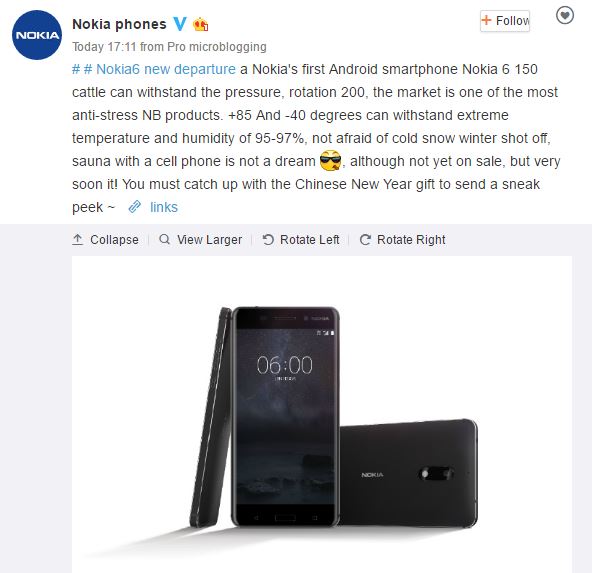 Nokia 6 sẽ là một thiết bị siêu bền với khả năng chịu được những điều kiện môi trường khắc nhiệt