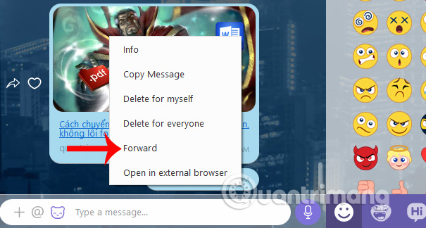 Hướng dẫn chuyển tiếp tin nhắn trên Viber