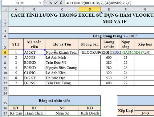 Tính lương cho nhân viên và đối tác của bạn trở nên dễ dàng hơn bao giờ hết với Excel và các hàm Vlookup, Hlookup, Left! Các công thức giúp bạn tính toán chính xác và nhanh chóng, tiết kiệm thời gian cho các báo cáo và dự án của bạn. Hãy thử ngay để cải thiện quy trình công việc của mình.