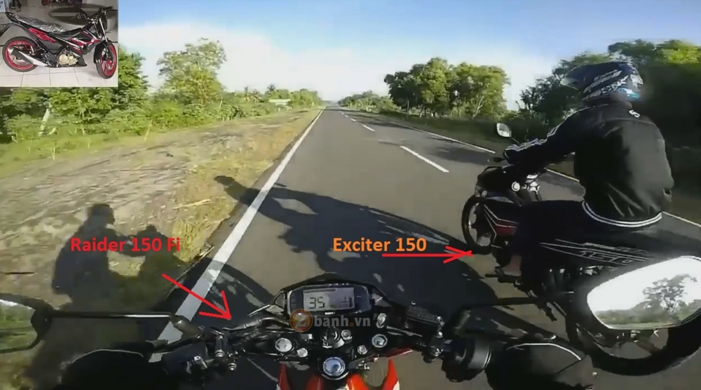 [Clip] - Màn tỉ thí giữa Satria F150 Fi so tài với Exciter 150 tại 133 km/h