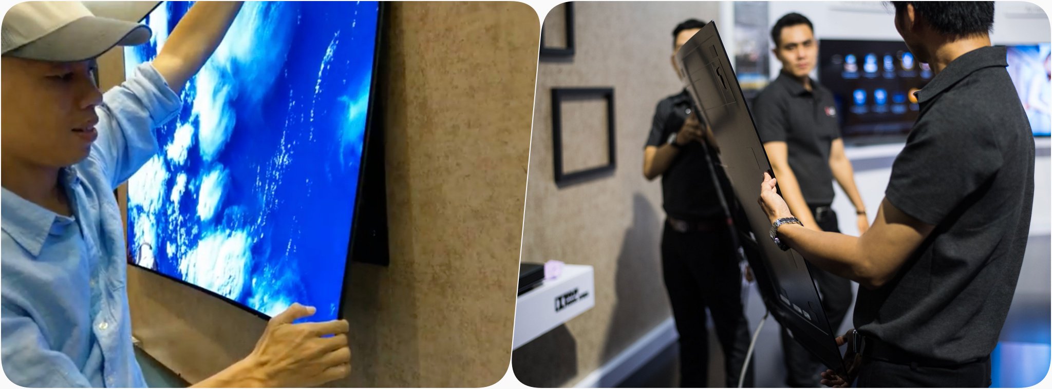 TV dán tường OLED Singature W7 của LG treo tường như thế nào?