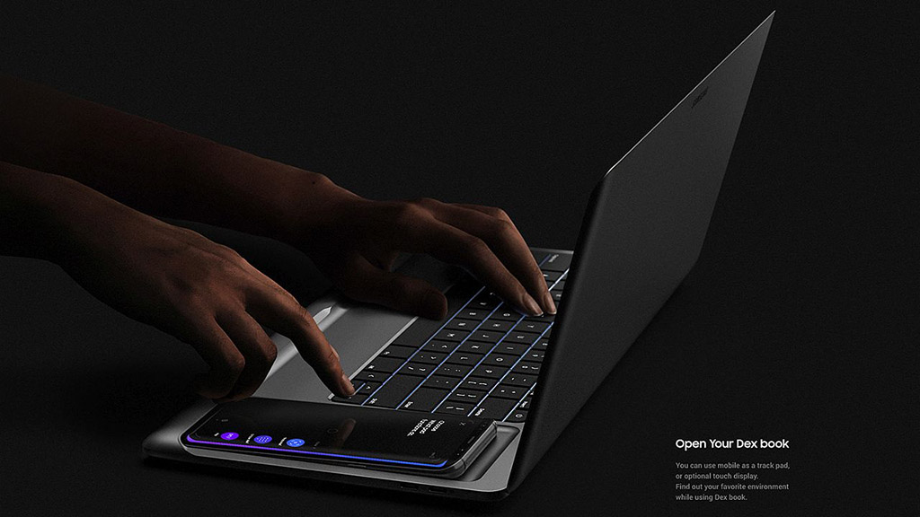 Biến Galaxy S8, S8 + và Galaxy Note 8 thành laptop với concept Samsung Dex Book tuyệt đẹp