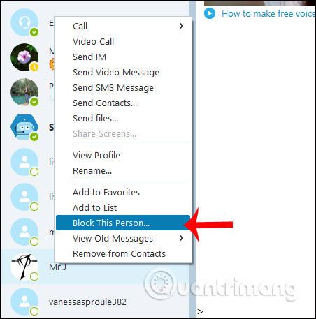 Cách chặn tài khoản bạn bè trên Skype