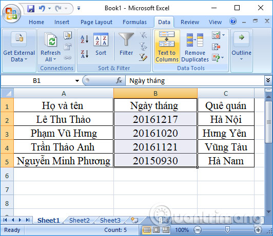 Cách chuyển dãy số thành ngày tháng trong Excel » Cập nhật tin tức Công Nghệ mới nhất | Trangcongnghe.vn