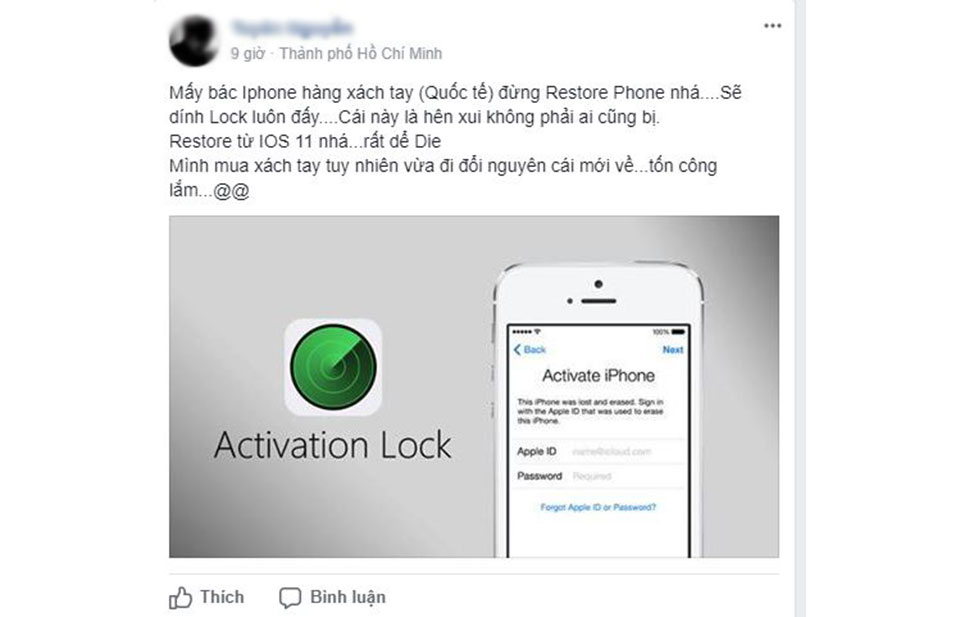 [Cảnh báo] iPhone quốc tế Restore trên iOS 11 có thể thành iPhone Lock