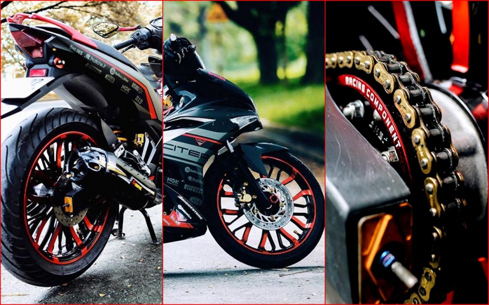 Exciter 150 độ đứng hình với dàn chân đầy cơ bắp