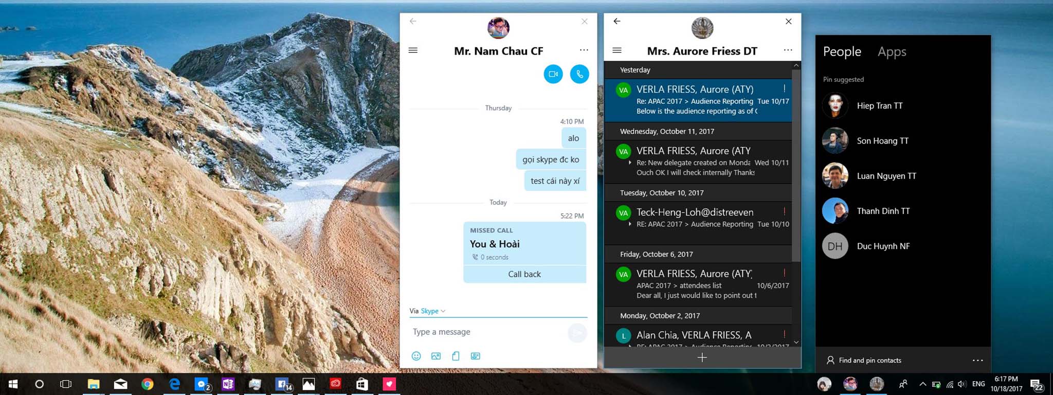 [Windows 10 Fall Creators] Làm quen với People Bar