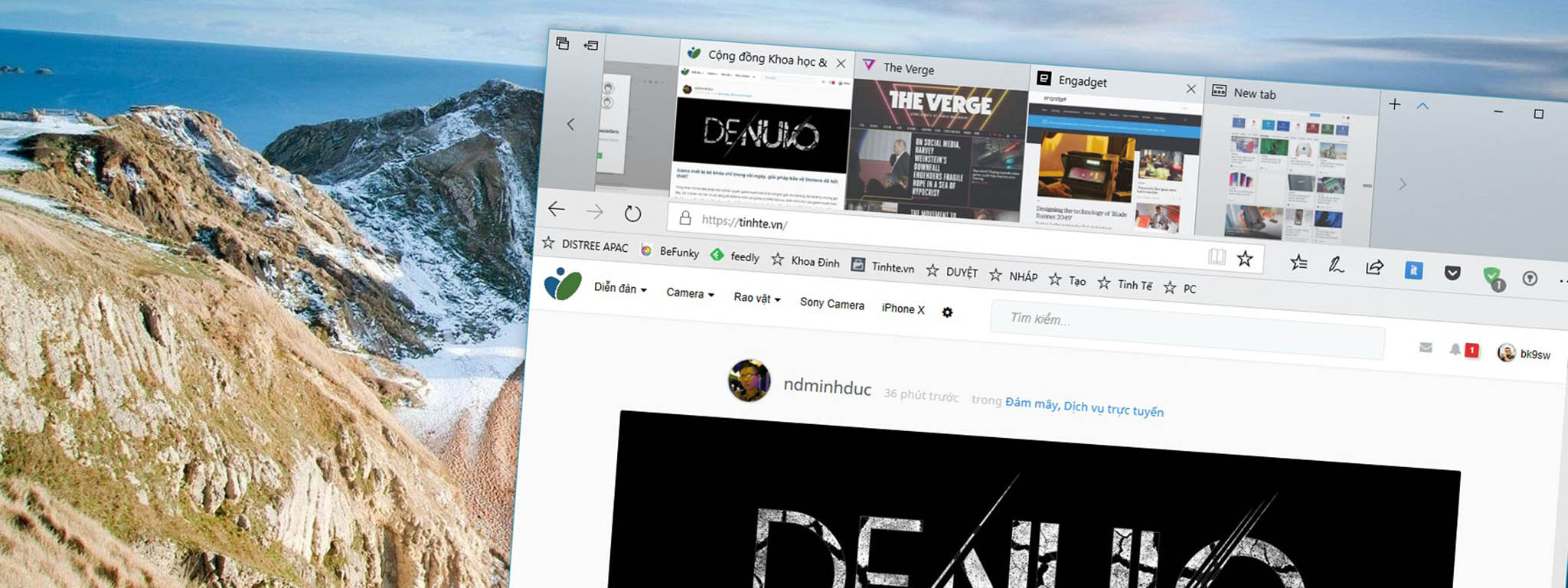 [Windows 10 Fall Creators] Trình duyệt Edge với Fluent Design, hỗ trợ pdf và epub tốt hơn
