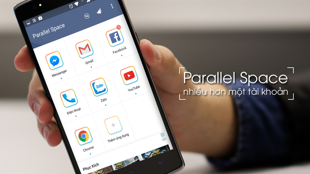 Công cụ Parallel Space: dùng multi-account bằng cách nhân bản ứng dụng [HOT]