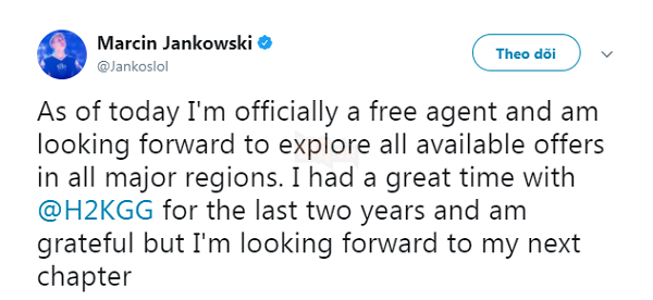 [Chuyển nhượng LCS] Odoamne, Jankos rời H2k; Expect kết thúc hợp đồng với G2 eSports