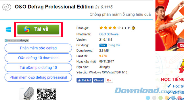 Hướng dẫn tải và cài đặt O&O Defrag để chống phân mảnh ổ cứng