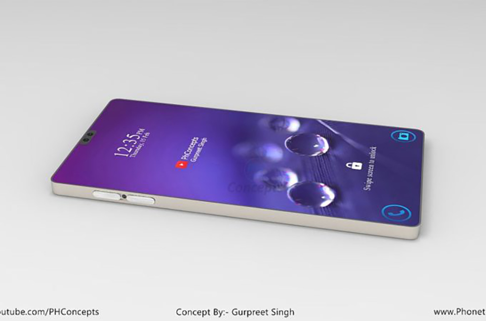 Concept Galaxy V9 với màn hình tràn viền và notch “tai thỏ” như iPhone X