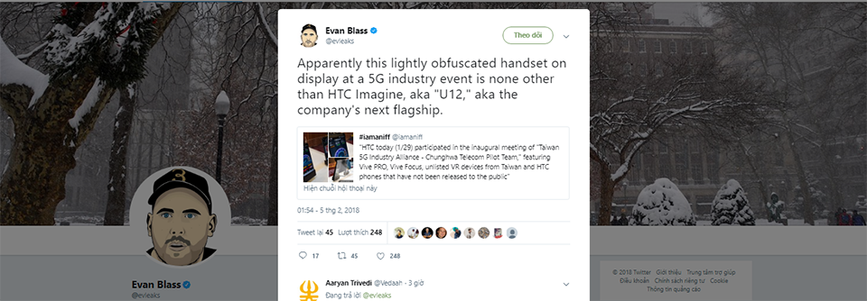 Lộ ảnh flagship HTC U12 với màn hình cong tràn viền, tỉ lệ 18:9, dùng chip Snapdragon 845