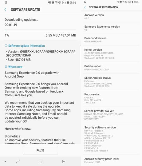 Bộ đôi Galaxy S8 và S8 Plus chính thức lên đời Android 8.0 Oreo