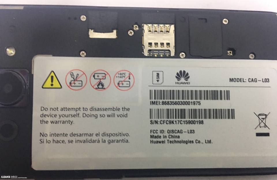 Thông số cấu hình và hình ảnh mặt lưng của Huawei Y3 (2018) xuất hiện trên mạng