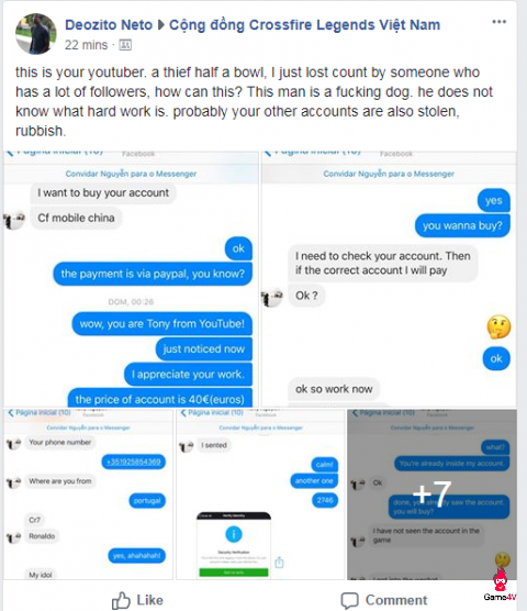 [CFL] Tony CFM bị cáo buộc lừa đảo mua bán nick?