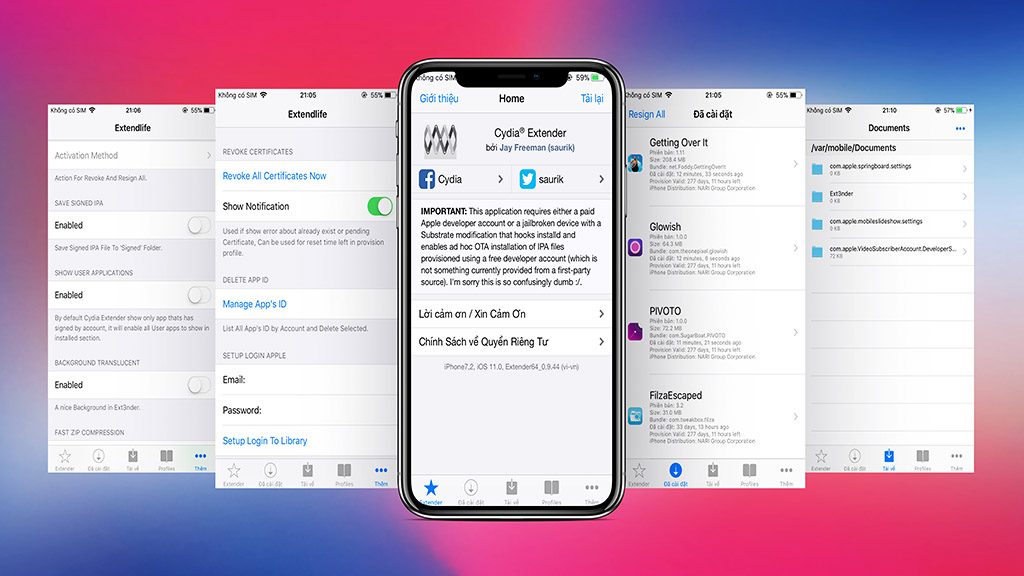Cài đặt tiện ích Ext3nder trên thiết bị iOS 11 được jailbreak bằng phiên bản Electra kèm Cydia của CoolStar