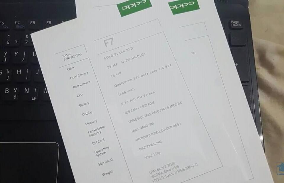 Xuất hiện tờ rơi tiết lộ thông số cấu hình chi tiết của OPPO F7 tại Việt Nam