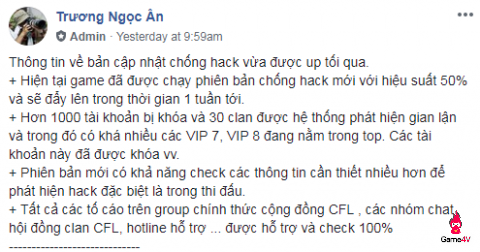 [CFL] Mới update chống hack xong hack đã… tung hoành