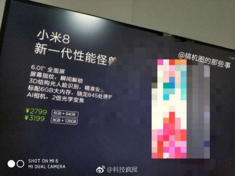 Lộ diện thông tin về tính năng và giá bán của Xiaomi Mi 8