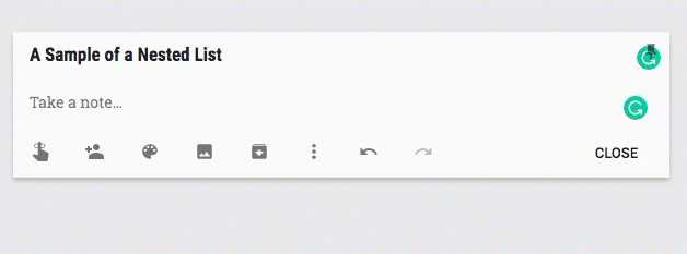 Hướng dẫn tạo danh sách lồng nhau trong Google Keep