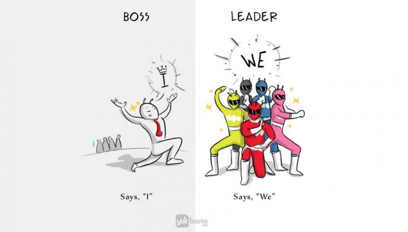 Tám bức ảnh minh họa thể hiện sự khác biệt giữa Sếp và Leader