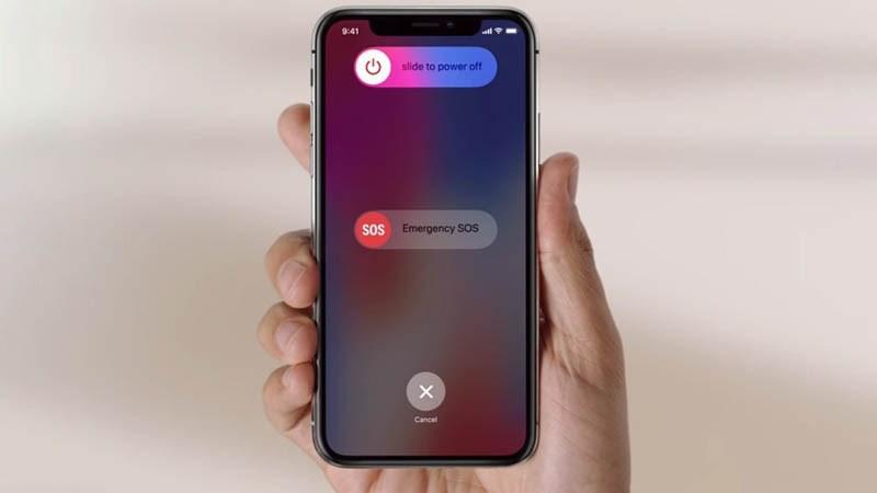 Tắt nguồn trên iPhone X khi máy chỉ sử dụng thao tác điều hướng bằng cử chỉ và không có nút home