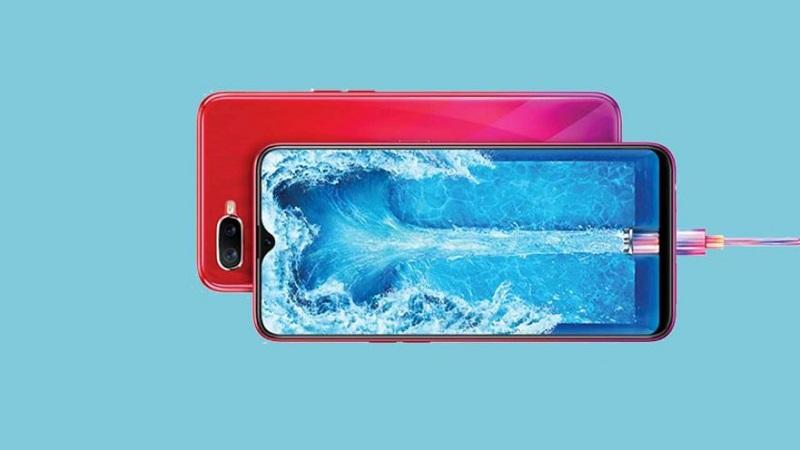 OPPO F9 tiếp tục lộ diện thiết kế mặt sau với màu đỏ ánh dương