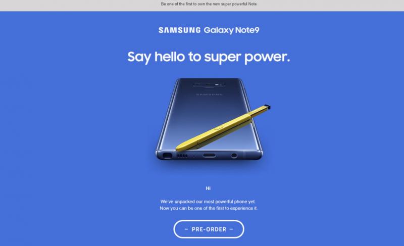 Hình ảnh chính thức của siêu phẩm Galaxy Note 9 trên website Samsung