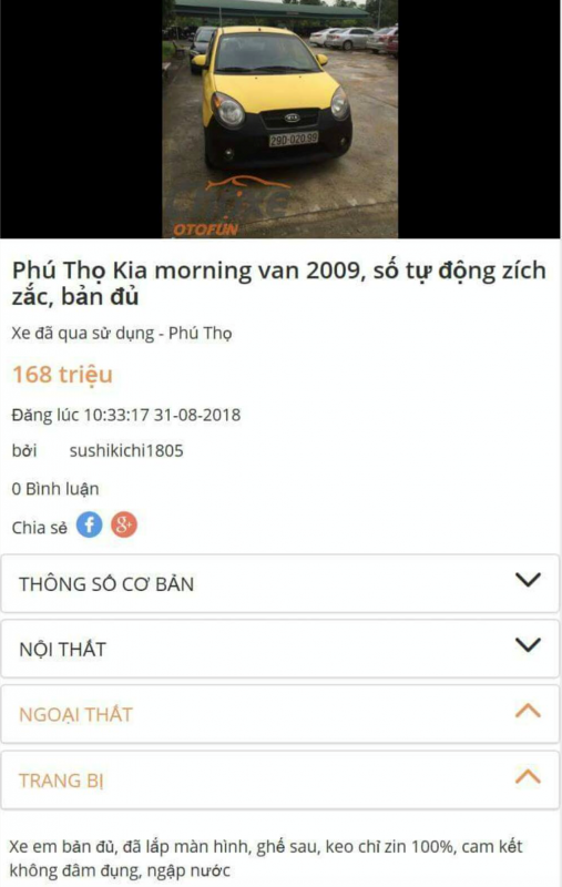 Cư dân mạng tá hỏa vì sự thật chiếc Kia Morning rao bán cam kết không đâm đụng