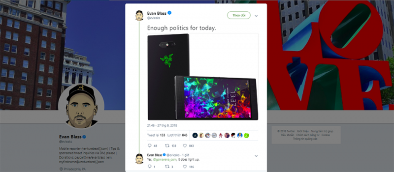 Chiêm ngưỡng hình ảnh báo chí rõ nét của Razer Phone 2