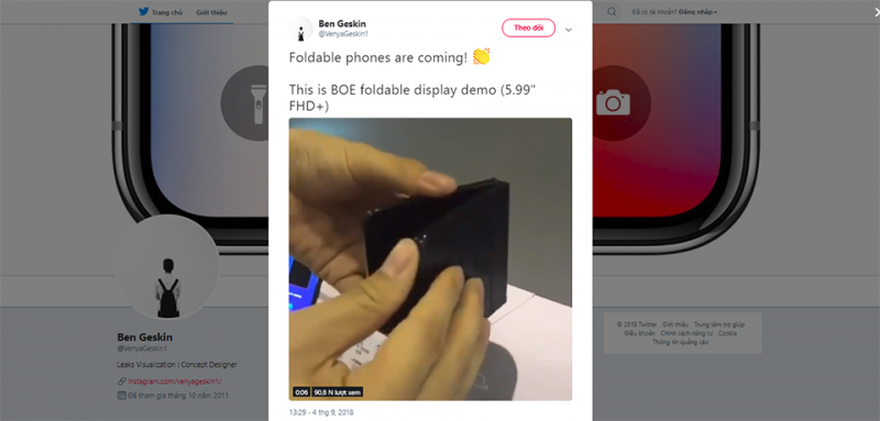 BOE tung video giới thiệu một chiếc điện thoại có màn hình gập lại được