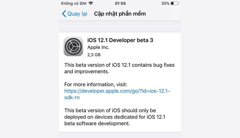 Apple Phát Hành Bản Cập Nhật Ios 12 1 Beta 3 Tới Các Nhà Phát Triển