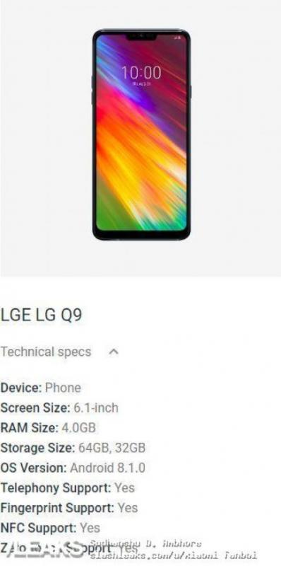 LG Q9 với cấu hình RAM 4 GB, màn hình lớn 6.1 inch,