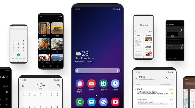 Zoom cận cảnh smartphone màn hình gập của Samsung và giao diện One UI
